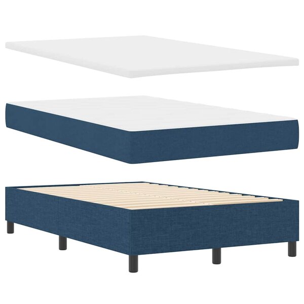 vidaXL Lit avec sommier et banc bleu 120x200 cm en tissu