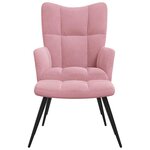 vidaXL Chaise de relaxation avec tabouret Rose Velours