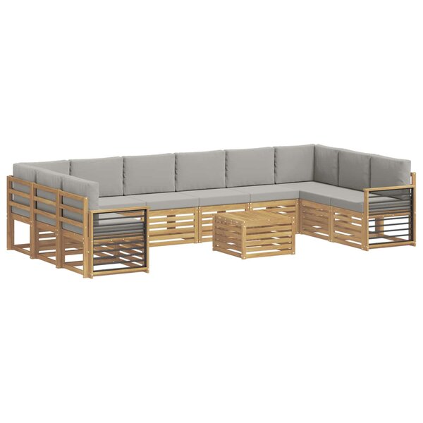 vidaXL Ensemble de canapés d'extérieur 11 Pièces Blanc et gris clair