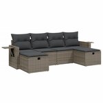 vidaXL Salon de jardin 6 Pièces avec coussins gris résine tressée