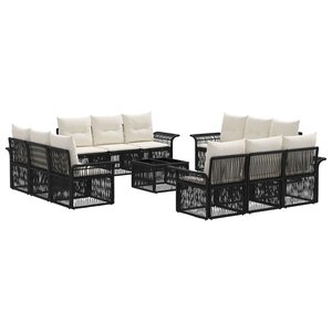 vidaXL Ensemble de canapé de jardin 13 pc Noir polyrotin