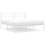 vidaXL Cadre de lit métal avec tête de lit blanc 135x190 cm