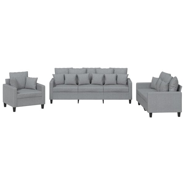 vidaXL Ensemble de canapés 3 Pièces coussins gris clair tissu