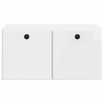 vidaXL Meuble TV mural 59 5 x 41 x 30 cm Blanc brillant