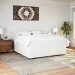 vidaXL Sommier à lattes de lit avec matelas Blanc 180x200cm Similicuir