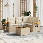 vidaXL Salon de jardin avec coussins 5 Pièces beige résine tressée