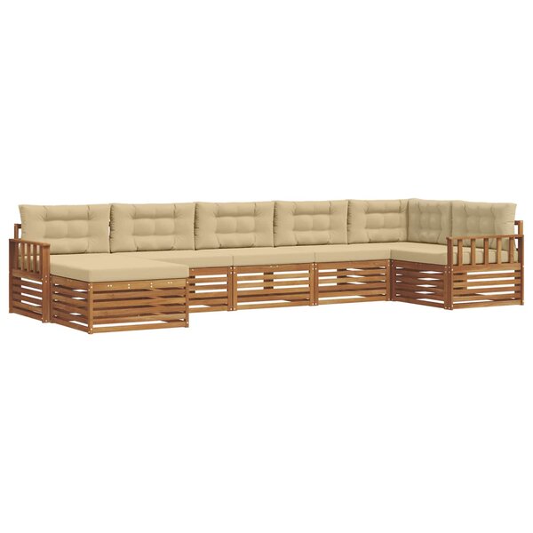 vidaXL Ensemble de canapés d'extérieur 7 pc Naturel et Beige