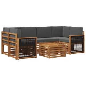 vidaXL Ensemble de canapés d'extérieur 7 Pièces Naturel et Anthracite