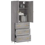 vidaXL Buffet haut Sonoma gris 69 5x34x180 cm Bois d'ingénierie