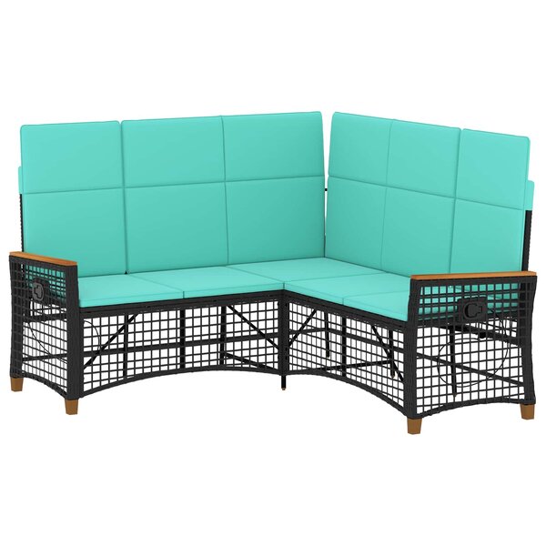 vidaXL Ensemble de canapés inclinables de jardin Noir et turquoise