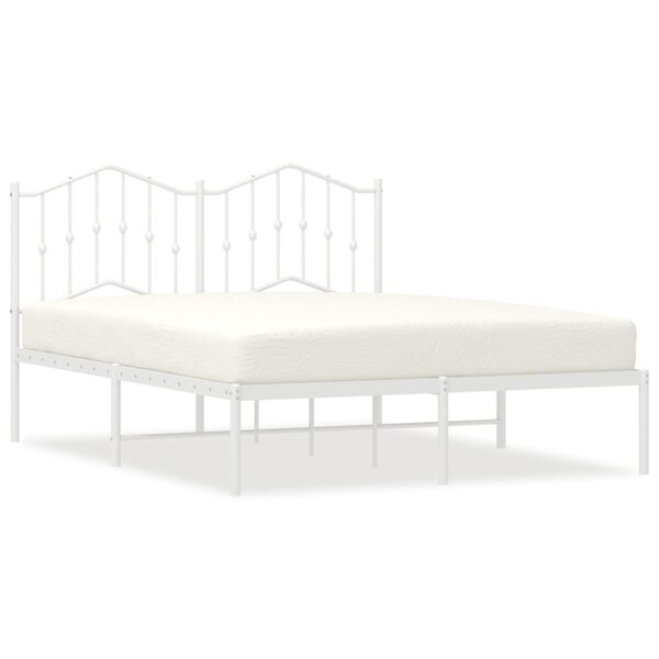 vidaXL Cadre de lit métal sans matelas et tête de lit blanc 140x190 cm