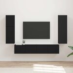 vidaXL Ensemble meuble TV Montage mural 4 Pièces Noir Bois d'ingénierie