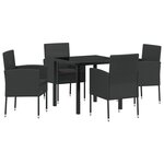 vidaXL Ensemble de salle à manger pour jardin 5 Pièces Noir polyrotin