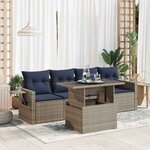 vidaXL Salon de jardin 5 Pièces avec coussins gris résine tressée