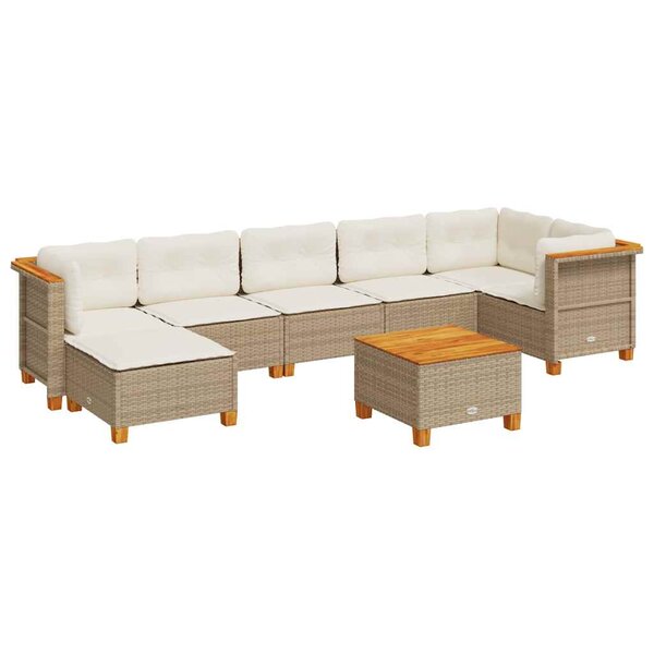vidaXL Salon de jardin avec coussins 8 Pièces beige résine tressée