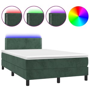 vidaXL Sommier à lattes de lit avec matelas LED vert foncé 120x190 cm