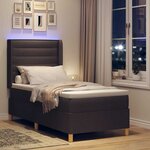 vidaXL Lit à ressorts avec bandes LED Marron 90 x 200 cm tissu