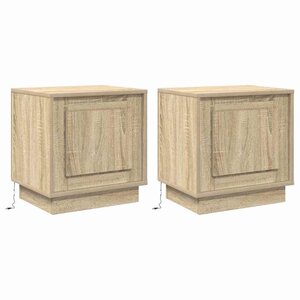 vidaXL Tables de chevet avec lumières LED 2 Pièces Chêne Sonoma 44x34 5x45 cm
