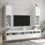 vidaXL Meubles TV avec lumières LED 2 Pièces blanc 30 5x30x102 cm