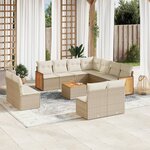vidaXL Salon de jardin avec coussins 12 Pièces beige résine tressée