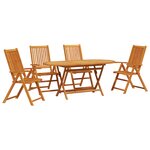Set de salle à manger de jardin 5 pièces en acacia massif