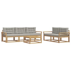 vidaXL Ensemble de canapés d'extérieur 6 Pièces Blanc et gris clair