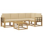 vidaXL Ensemble de canapés d'extérieur 6 pc Blanc et Beige