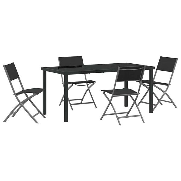 vidaXL Ensemble de salle à manger pour jardin 5 Pièces Noir