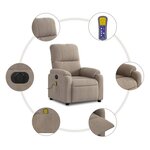 vidaXL Fauteuil inclinable de massage électrique taupe