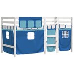 vidaXL Lit mezzanine enfants avec rideaux sans matelas bleu 90x190 cm