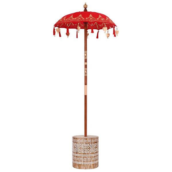 Parasol avec Base Rouge  brun 250 cm Coton  bois