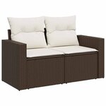 vidaXL Salon de jardin 4 Pièces avec coussins marron résine tressée