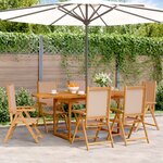 vidaXL Ensemble à manger de jardin 7 Pièces taupe tissu et bois massif