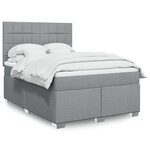 vidaXL Sommier à lattes de lit avec matelas Gris clair 140x190cm Tissu