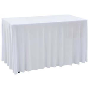 vidaXL Nappes élastiques de table avec jupon 2 Pièces 183x76x74cm Blanc