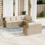 vidaXL Salon de jardin avec coussins 7 Pièces beige résine tressée