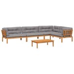 vidaXL Salon palette de jardin avec coussins 5Pièces bois d'acacia massif