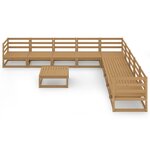 vidaXL Salon de jardin 10 Pièces marron miel bois de pin massif