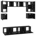 vidaXL Ensemble meuble TV 8 Pièces Chêne Noir 80 x 30 x 30 cm