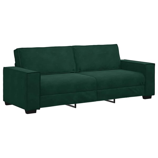 vidaXL Canapé à 3 places Vert foncé 220x78x84 cm Velours