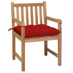 vidaXL Chaises de jardin 2 Pièces avec coussins rouge Bois de teck massif