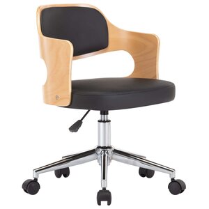 vidaXL Chaise pivotante de bureau Noir Bois courbé et similicuir