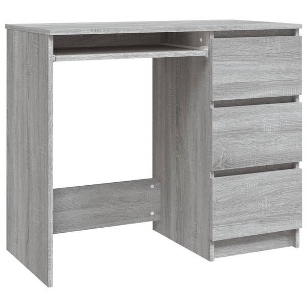 Bureau table poste de travail meuble d'ordinateur informatique étude sonoma 90 x 45 x 76 cm bois d'ingénierie gris 02_0023967
