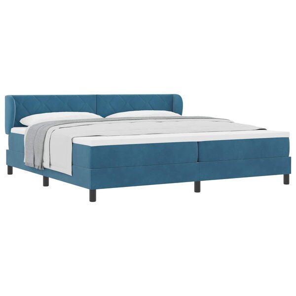 vidaXL Lit à ressorts avec matelas Bleu foncé 200 x 200 cm Velours