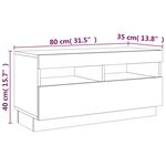 vidaXL Meuble TV avec lumières LED chêne fumé 80x35x40 cm