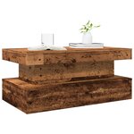 vidaXL Table basse avec lumières LED vieux bois 90x50x40 cm