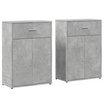 vidaXL Buffets 2 Pièces gris béton 60x30x84 cm bois d'ingénierie