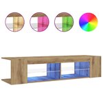 vidaXL Meuble TV avec lumières LED chêne artisanal bois d'ingénierie