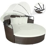 Tectake bain de soleil rond modulable zanzibar - marron marbré