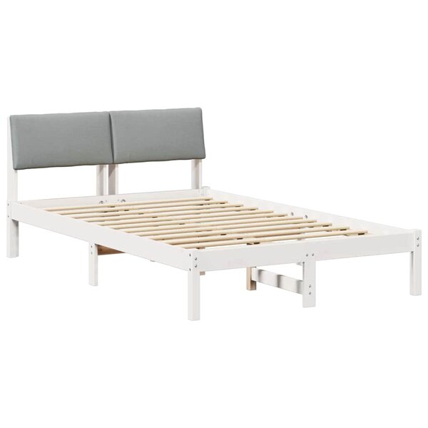 vidaXL Cadre de lit avec tête de lit Blanc et gris clair 120 x 200 cm